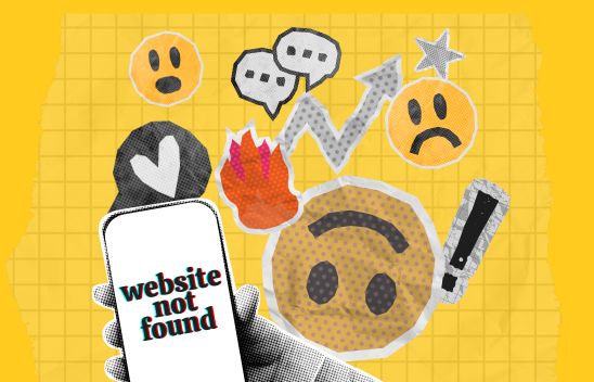 Phone showing message 'website not found'