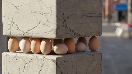 Unexpected Resilience Of Eggs Between Two Pillars Of Stone