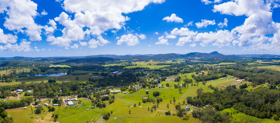 Panoramic view of Sunshine Coast hinterland near Eumundi