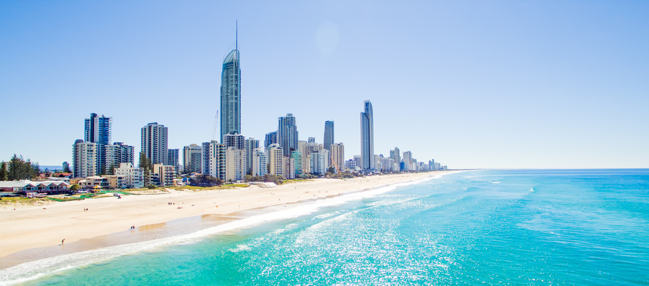 Gold Coast beach and cityscape