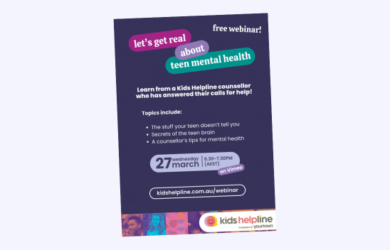 Kids Helpline Teen Mental Health Webinar Newsletter Insert Preview Image