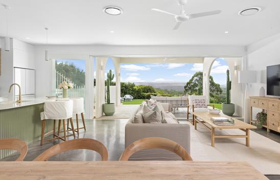 Prize Home living room with view over the Sunshine Coast hinterland in Buderim.